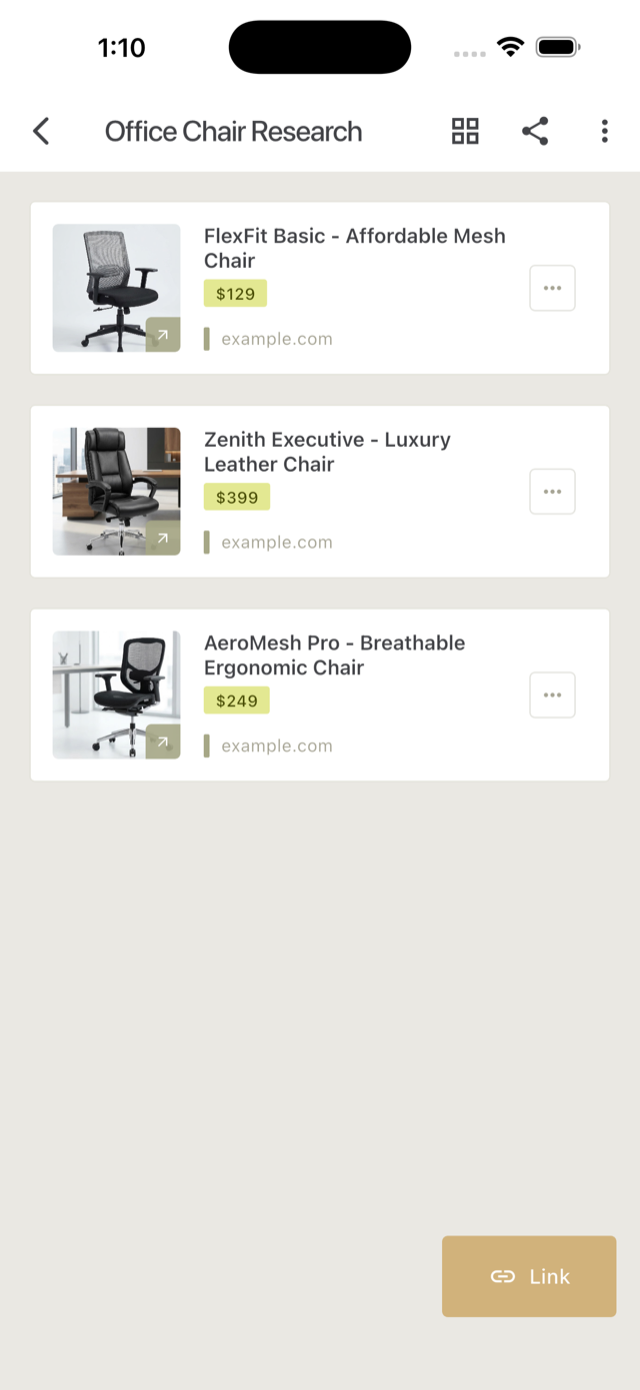 Kurato project detail with AI-extracted prices
