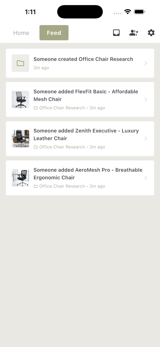 Kurato real-time activity feed
